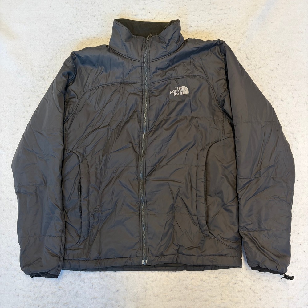 The North Face Puffer Jacket Mens M Black Full Zip Insulated Mock Neck